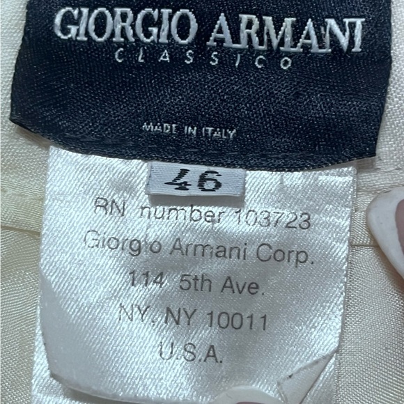 Giorgio Armani Cream Classico Trousers Cuffed Pleated Sz 46 US Sz 10-12 Women - Picture 6 of 12
